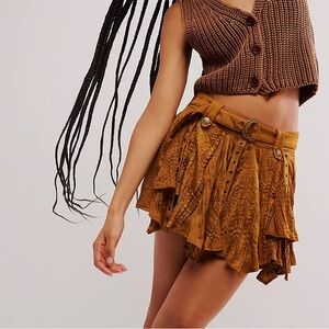 Free People Mustard Mini Skirt